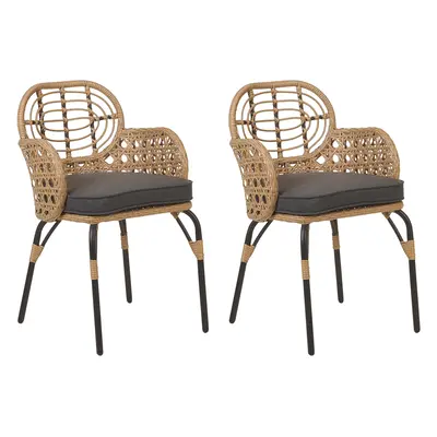 Set of Garden Chairs with Cushions PRATELLO PE Rattan Natural