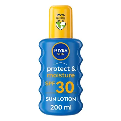 NIVEA Sun Protect & Moisture Sun Spray SPF30 (200 ml), Moisturising Suncream Spray with SPF30, A