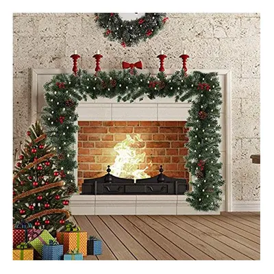 Lelesta 6FT Christmas Garland Decorations, Pre-Lit Decorated Garland with Lights Red Berry Decor