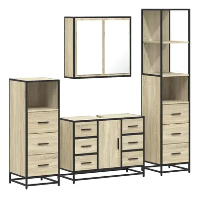 (sonoma oak) vidaXL 4ÃÂ Piece Bathroom Furniture SetÃÂ Black Engineered Wood bathroom cabinet