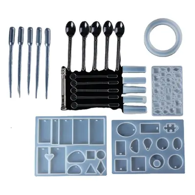 27Pcs DIY Craft Tools Kit Silicone Crystal Mold Making Jewelry Pendant Resin Casting