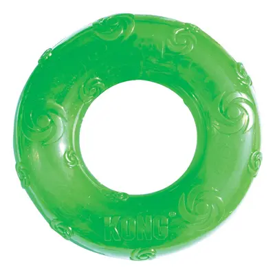 KONG - Squeezz Ring - Strong Squeaky Dog Toy bounces and squeaks even if punctured - For Large D