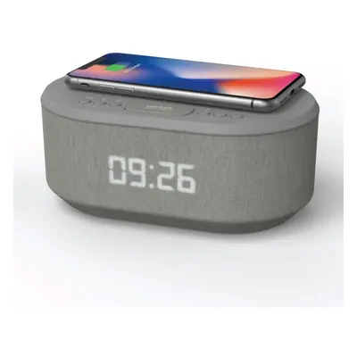 Bedside Wireless Charging Non Ticking Radio Alarm Clock with Dimmable LED Display - Mains Powere