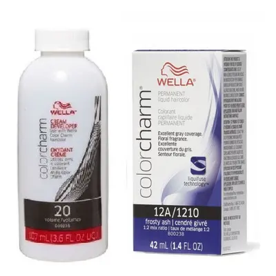 (12A+Dev(Vol.20)3.6oz) Wella 12A Frosty Ash Color Charm Permanent Liquid Haircolor