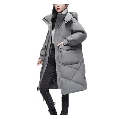 (grey, XL) New Winter Women Parka Hooded Jackets Thicken Warm Cotton-padded Puffer Coats Casual 