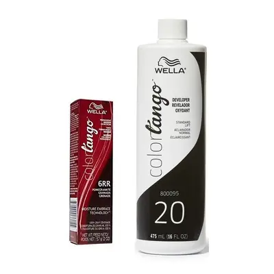 (6RR + Developer (Vol. 20) 16oz) Wella Color Tango 6RR Pomegranate Permanent Haircolor