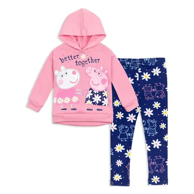 Peppa Pig Big Girls Pullover Fleece Hoodie and Leggings Outfit Set Pin