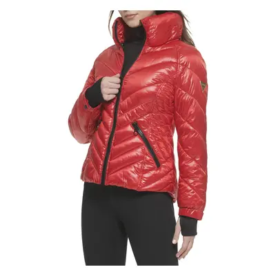 GUESS Women's Puffer Storm Cuffs- Quilted Transitional Jacket Fire R