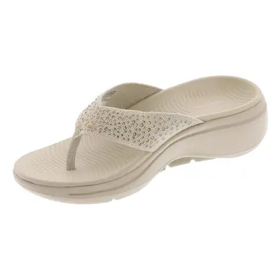 Skechers Go Walk Arch Fit Knit Sandal with Rhinestones Natural B