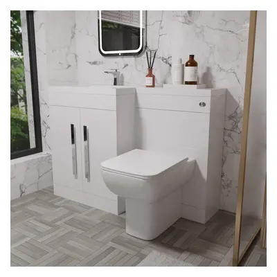 Nes Home Left Hand Flat Pack 1100mm Basin Vanity Unit, WC Unit & BTW Toilet