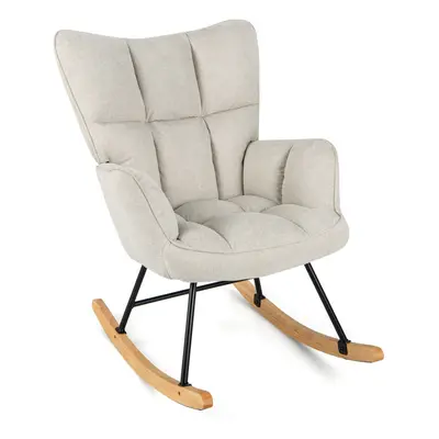 Modern Linen Rocking Accent Chair Upholstered Glider Rocker Armchair