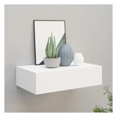 vidaXL Wall-mounted Drawer Shelf White MDF Wall CabinetFloating Shelf Set