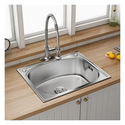 Single Kitchen Sink Stainless Steel Square Bowl Sinks Unit Drainer & Waste Kits