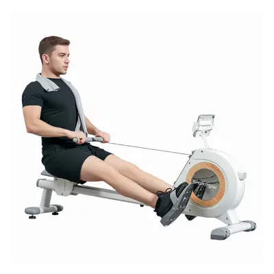 SPORTNOW 16-Level Magnetic Rowing Machine w/ LCD Monitor, White