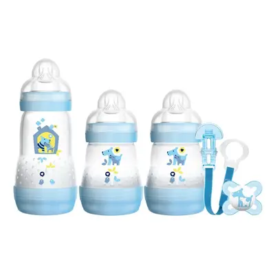 MAM Welcome to the World Set includes Bottles, Soother and Clip (Blue)