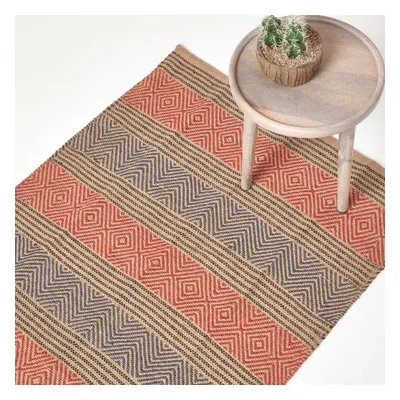 (150 x cm) Multicolour Geometric Patterned Jute Rug