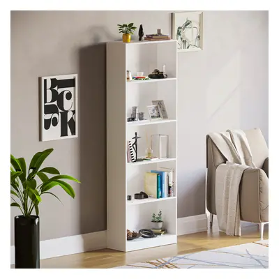 (White) Cambridge Tier Bookcase Tall Shelf Storage Unit