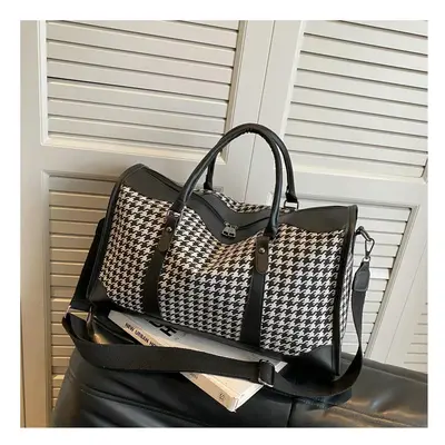 (big size) Fashion Houndstooth Leather travel bag large size luggage packing cubes Casual travel