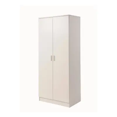 2 Door Double Wardrobe In White - Bedroom Furniture Storage Cupboard