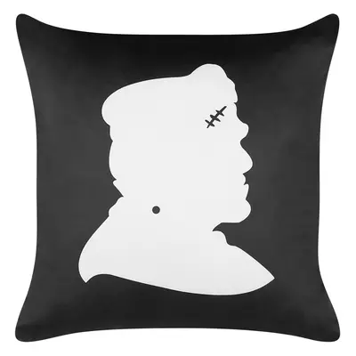 Velvet Cushion Frankenstein Motif x cm Black and White FRANKLINIA