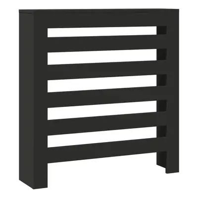 vidaXL Radiator Cover Heater Cover Slats Radiator Shelf Black Engineered Wood