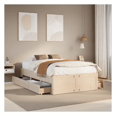 vidaXL Bed Frame without Mattress with Drawers 135x190 cm Double Solid Wood Pine