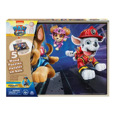 Paw Patrol The Movie - Set of Wood Puzzles with Storage Box for Kids