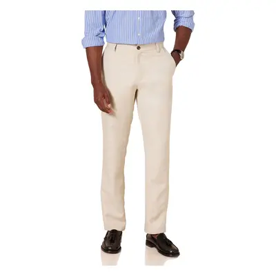 Men's Slim-Fit Flat-Front Dress Pant, Stone, 33W x 32L