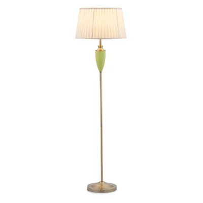 Hepburn Large Ceramic Floor Lamp with Shade - Green & Antique Brass