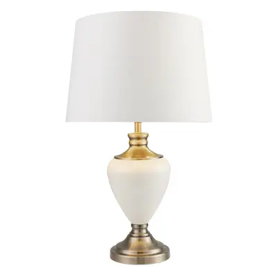 Hepburn Large Ceramic Table Lamp with Matching Shade - Cream & Gold