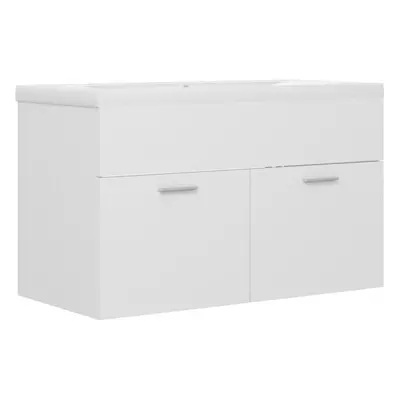 vidaXL Sink Cabinet with Built-in Basin White Engineered Wood Bathroom Cabinet