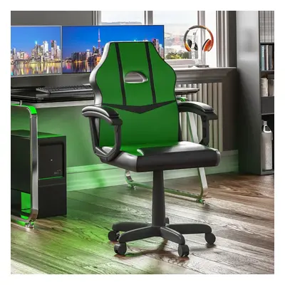 (Green & Black) Comet Gaming Chair Faux Leather Padded Office Seat