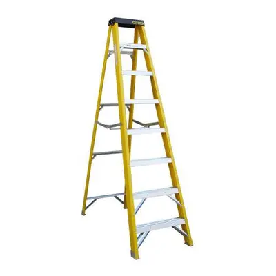 FIBREGLASS STEP LADDER (7 STEP & TRAY), SWINGBACK STEPS, 150KG