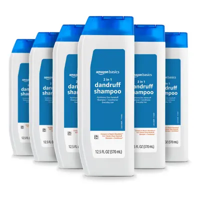 Amazon Basics 2-in-1 Dandruff Shampoo & Conditioner Gentle and pH Balanced 12.5 oz (pack of 6) (