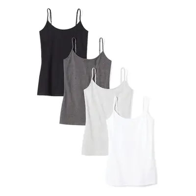 Women's Slim-Fit Camisole, Pack of 4, Black/Charcoal Heather/Light Grey Heather/White