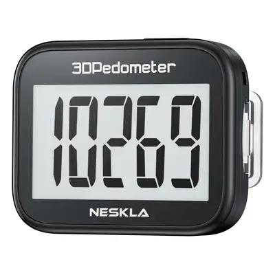 NESKLA 3D Pedometer for Walking Simple Step Counter with Large Digital Display Step Tracker with