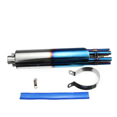 32mm Motorcycle Exhaust Muffler Machine Rotating Vent Pipe Blue Stainless Steel