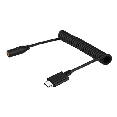 TRRS Female to Type-C USB-C Male Live Microphone Audio Adapter Spring Coiled Cable for 3.5mm DJI