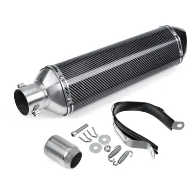 (black fine white lines) 38-51mm Universal Motorcycle Signal Outlet Exhaust Muffler Tail Pipe Ki