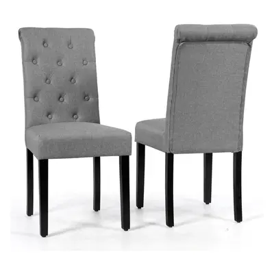 2PCS Dining Room Chairs Farmhouse Upholstered Kitchen Side Chairs-Grey