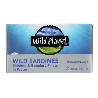 Wild Planet, Wild Sardines, Skinless & Boneless Fillets in Water, 4.25 oz (120 g) - Case of