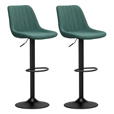 HOMCOM Bar Stools Set of Adjustable Swivel Bar Chairs with Backrest Green