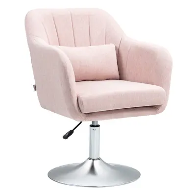 HOMCOM Stylish Retro Linen Swivel Tub Chair Steel Frame Cushion Seat Pink