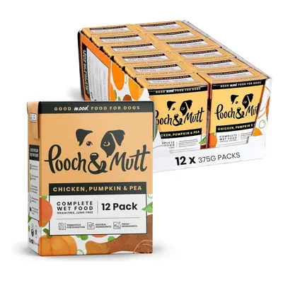 Pooch & Mutt - Chicken, Pumpkin & Pea Pack of Complete Wet Dog Food, Dry Dog Food Topper, 12x375