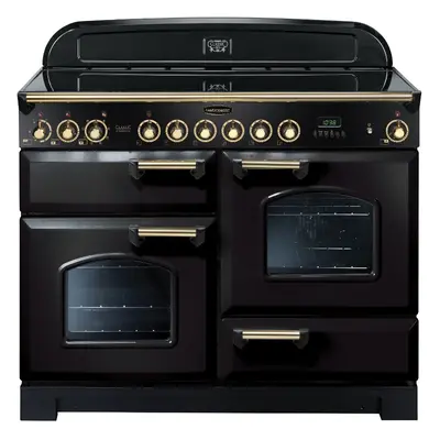 Rangemaster CDL110ECBL/B Classic Deluxe Black with Brass Trim 110cm Ceramic Range Cooker - A Rat