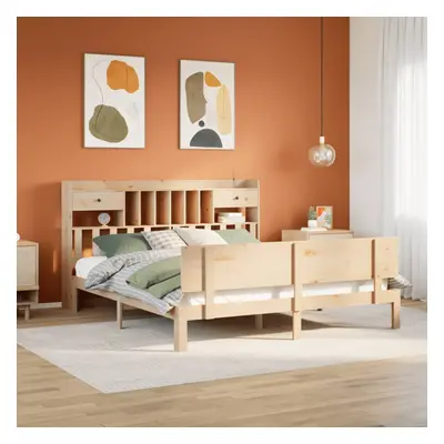 vidaXL Bookcase Bed without Mattress 180x200 cm Super King Solid Wood Pine