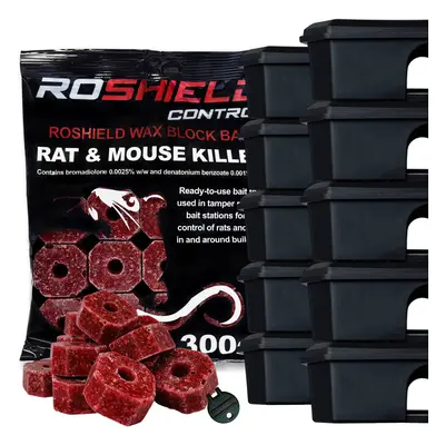 (Black) Roshield Mouse Boxes & Wax Blocks (2 Packs of 300g)