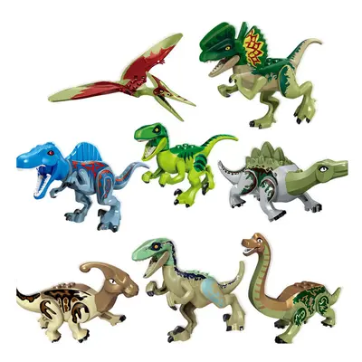 (Style F 8pcs) Large Dinosaur Figure Big Size Indominus T Rex Blocks Lego Toys