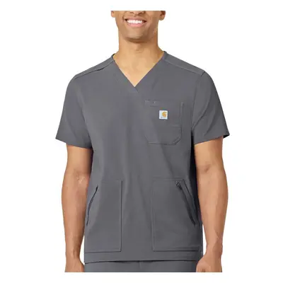 Carhartt Medical Men's Modern Fit 5-Pocket V-Neck Scrub Top Pewter