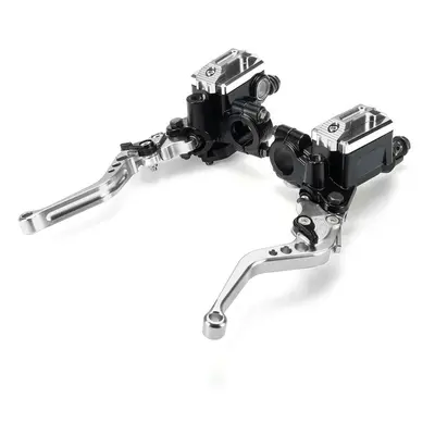 (Silver) 7/8" Motorcycle Master Cylinder Hydraulic Brake Pump Clutch Handlebar Lever Reservoir S